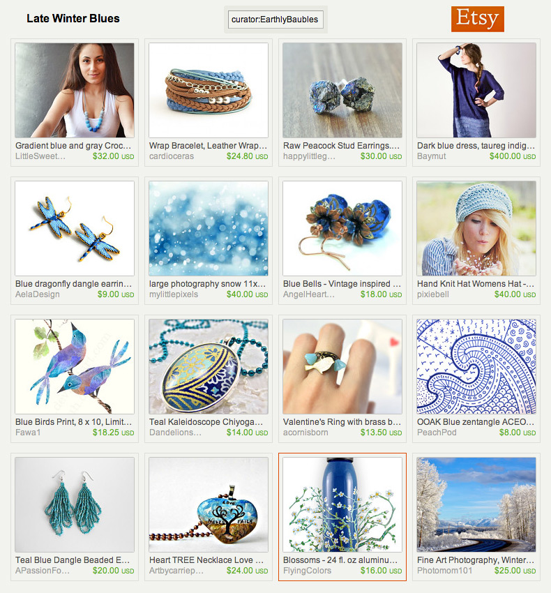 Late Winter Blues an Etsy Treasury by Earthly Baubles