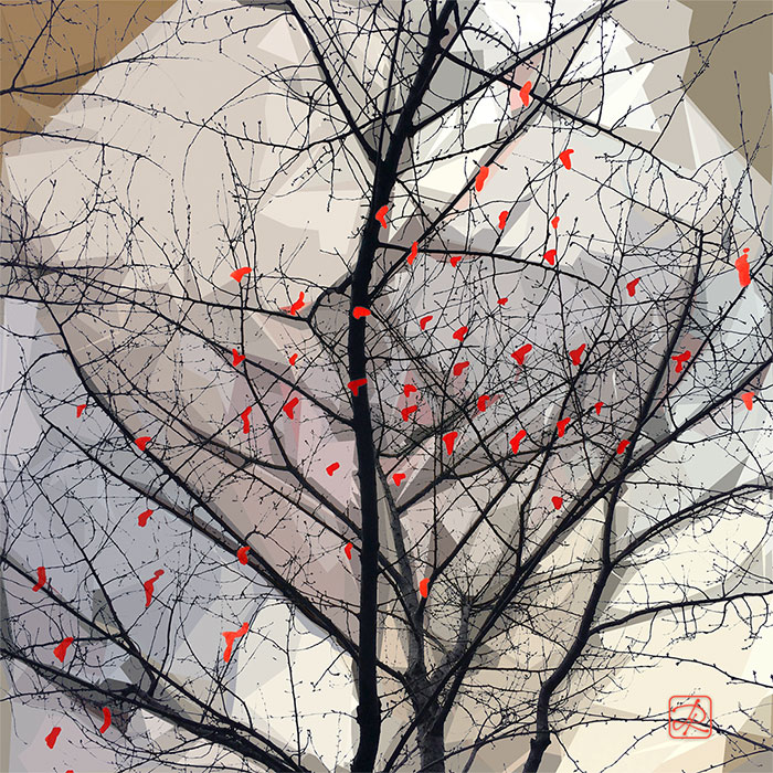 Red Heart Tree - Collage © Lisa Rivas